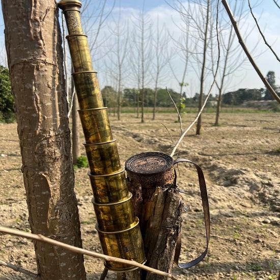 Brass Telescope Premium Handcrafted Leather Cover Engraved Isaiah 40:26 Cm  Stargazing Gift Astronomy Decor Gift For Him