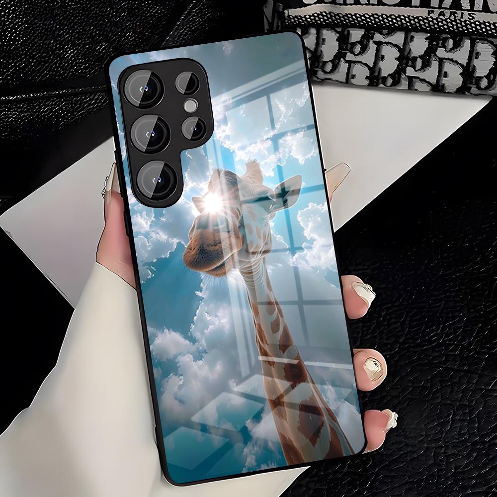 Милый чехол для телефона с жирафом для Samsung S26 S25 Plus S20 S20 Plus S22 Ultra S23 FE S21 Plus S21 Ultra Стеклянная крышка