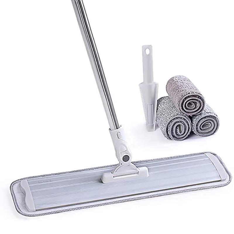 Grey Chenille Flat Mop with Stainless Steel Rod