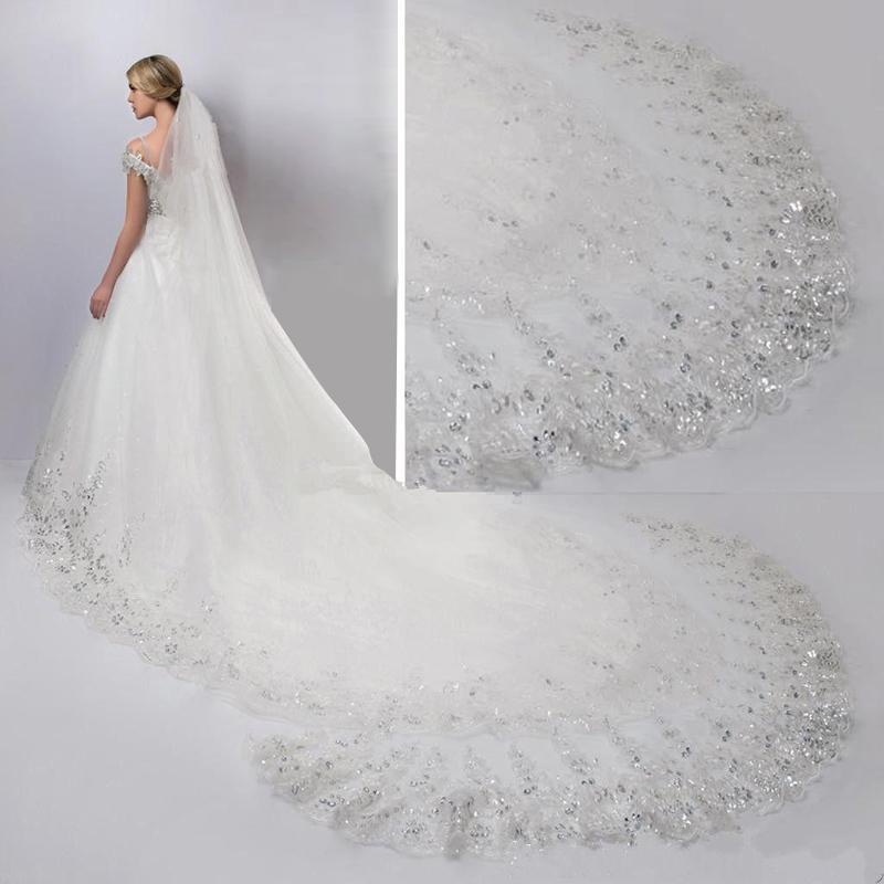 Wedding Accessories Long Bridal Veil Wedding Lace Head Veil Tulle Applique Luxury Bridal