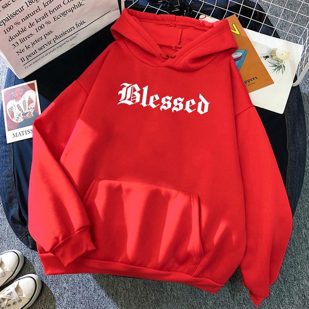 Blessed Hoodies Autumn Hip Hop Casual Fleece Pullover Sweatshirt Hooded for Men Women