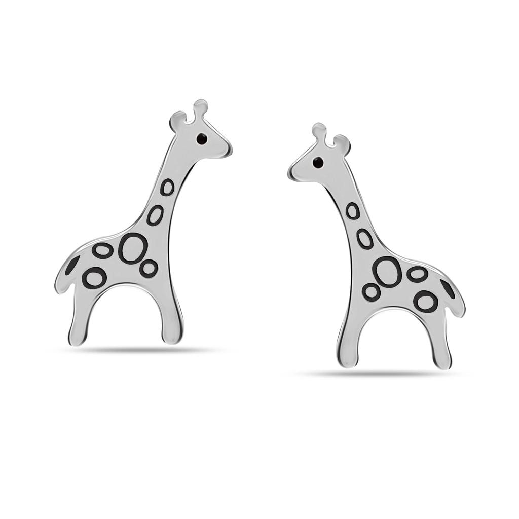 925 Sterling Silver Small Lightweight Giraffe Stud Earrings