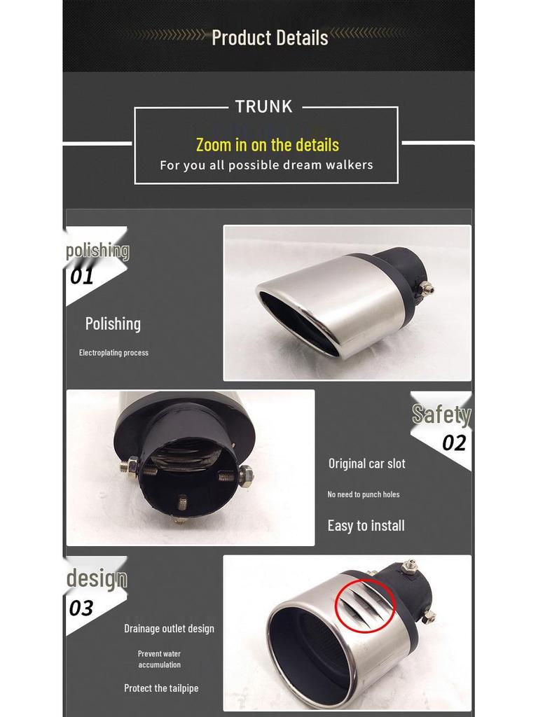 Exhaust Tailpipe for Levin, Peugeot 2008, Corolla