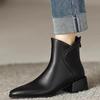 Fashion Fashionable Pointed Toe Thick Heel Women's Short Boots 2024 Autumn and Winter New Solid Color Back Zipper Design Fashion Boots
