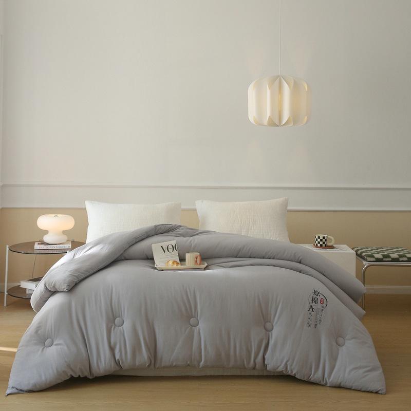 Одеяло из хлопка класса А с соевым волокном - Японский однотонный, Осенне-зимнее, Полностью хлопковое, Наполнитель из чистого хлопка.