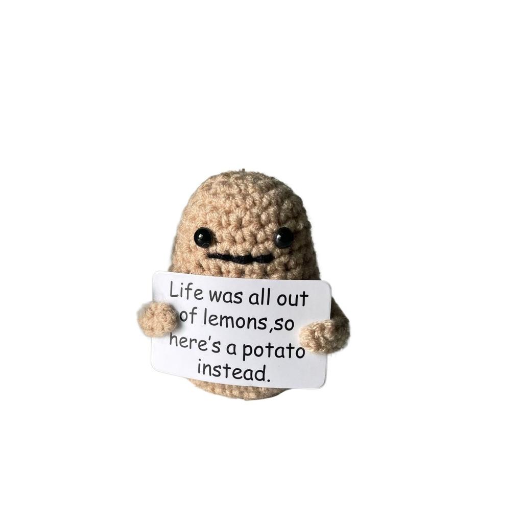 Mini Funny Positive Potato, 7.5cm Knitted Positive Potato Creative Cute Wool Funny Knitted Positive Potato for Birthday Party Decoration Encouragement