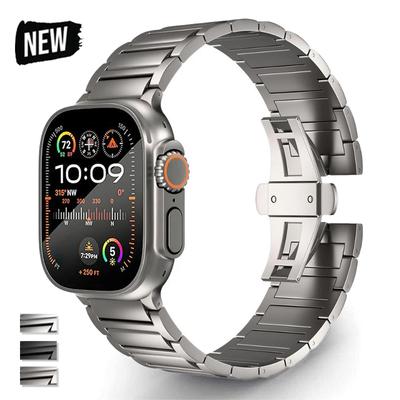 Металлический ремешок из титана для Apple Watch Ultra 3 2 49 мм 45 46 44 мм Роскошный ремешок для iWatch серии 11 10 9 6 Se 8 Звеньевой браслет Correa