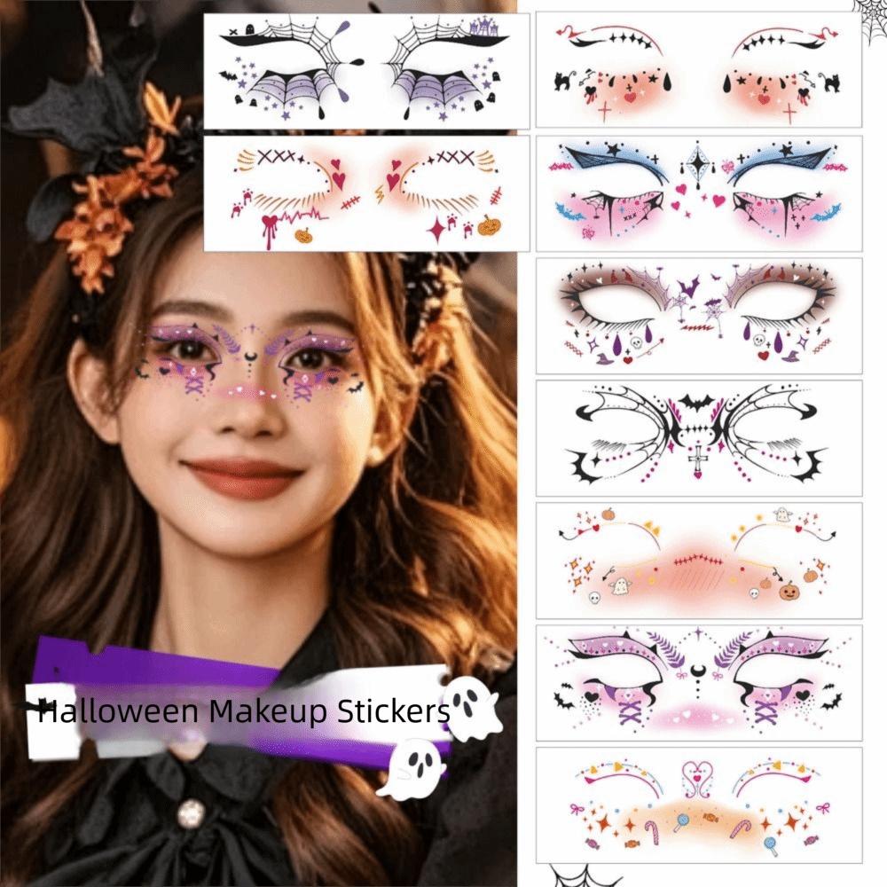 12 шт. Одноразовые Хэллоуин Тату на лицо Водостойкие Долговечные Временные наклейки на щеки Портативные Ужасающие наклейки на лицо летучей мыши для мужчин