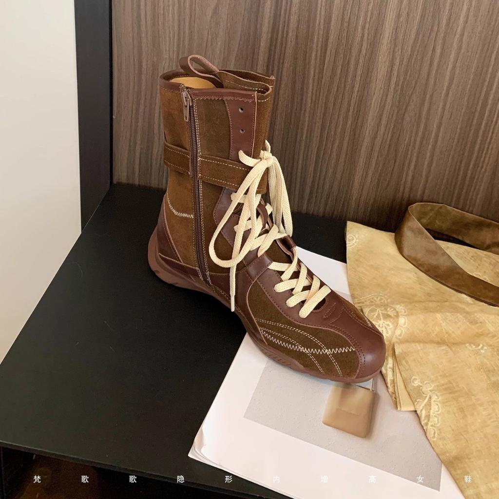 Maillard Retro Inner Heightening Platform Martin Boots Women's 2025 New British Style Niche Western Boxing Boots