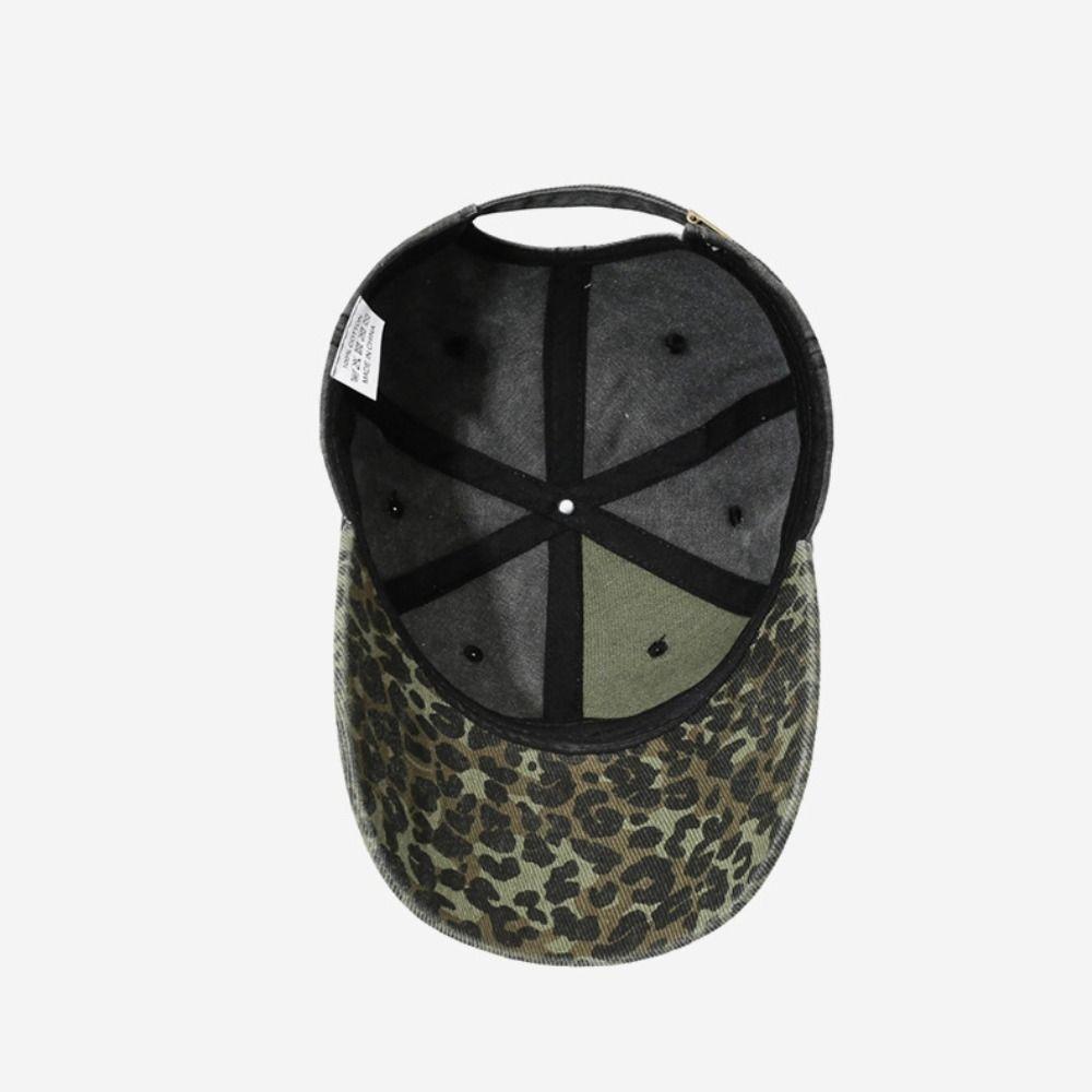 Sunday Foreve Embroidered Leopard Patchwork Baseball Cap Distressed Hip Hop Peaked Cap Washed Cotton Sunscreen Trucker Hat