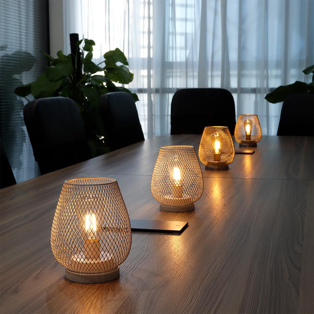 2 шт. Белая металлическая настольная лампа на батарейках, уличный фонарь со светодиодной лампой Эдисона для свадеб, вечеринок, патио, мероприятий, домашнего декора