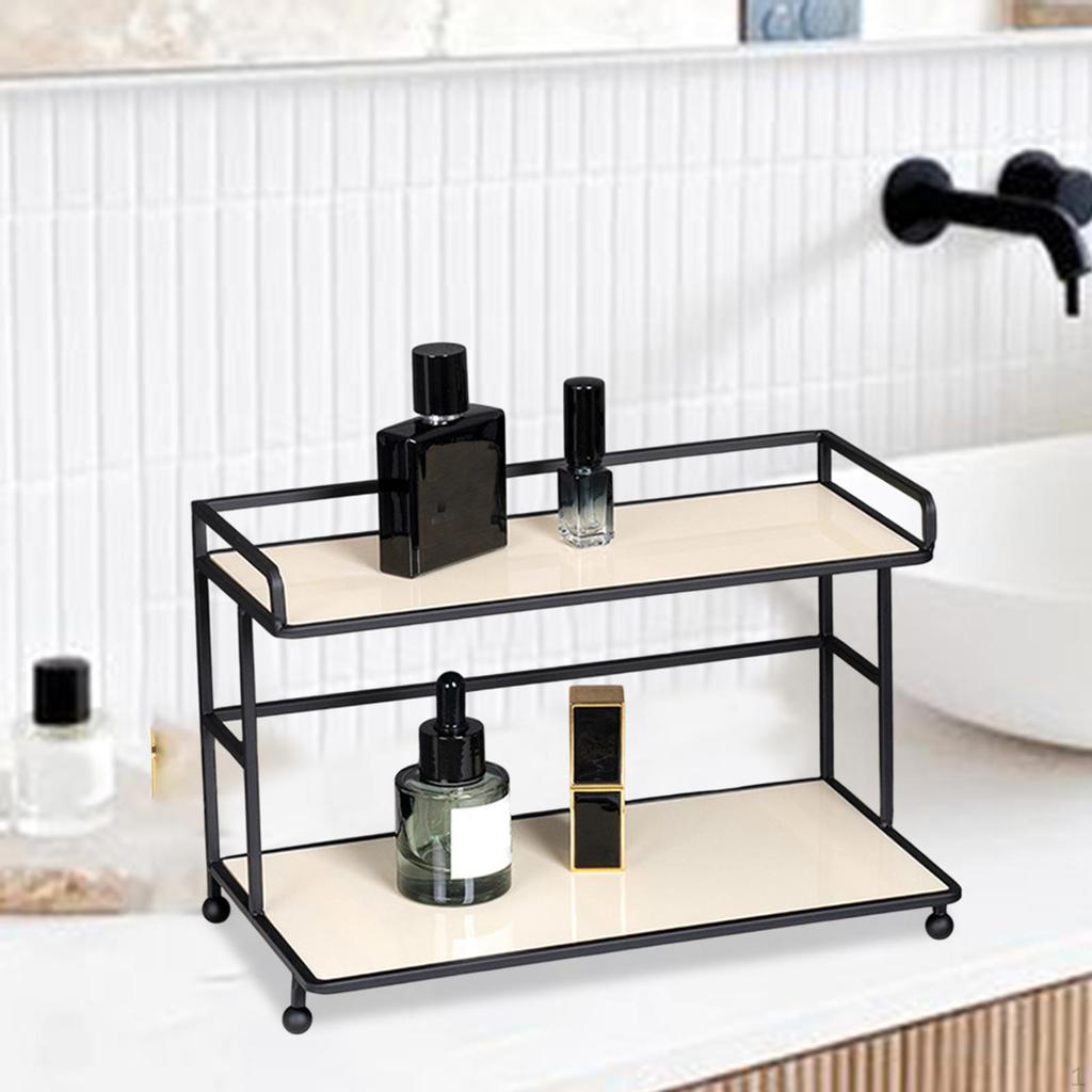 Органайзер для ванной комнаты, стеллаж для хранения вещей, 2 яруса, декор для ванной комнаты, полка для туалетного столика, косметический дисплей