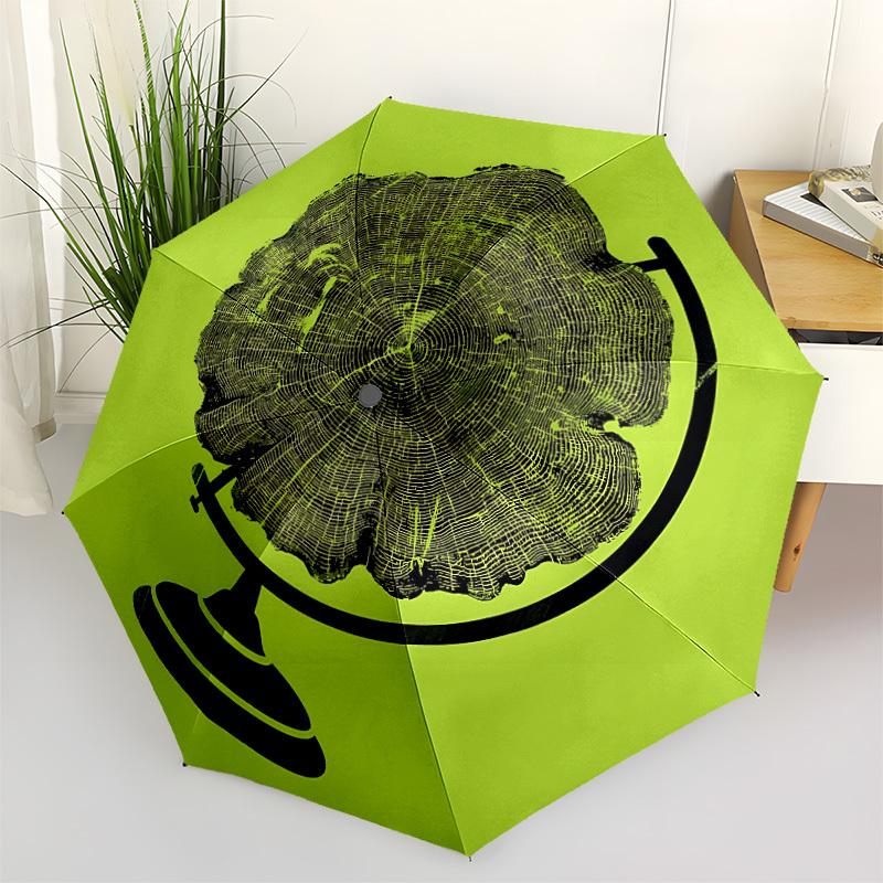 1pc Tree Rings Globe Automatic Open/close Umbrella, 8-Rib sturdy structure, Auto Folding/Opening, Portable Travel Umbrella for Women,030