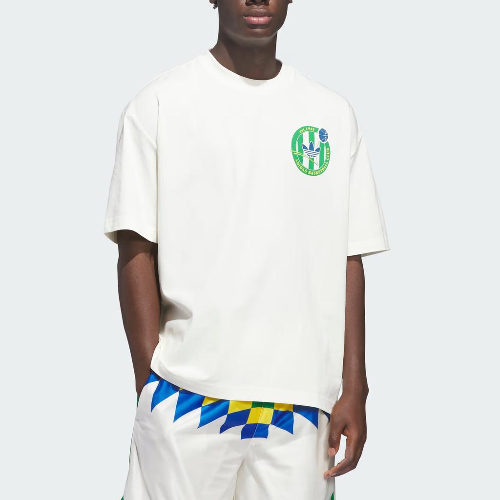 adidas Баскетбольный герб Originals Свободный крой Круглый вырез Спортивная футболка с коротким рукавом Унисекс Топы KD3615