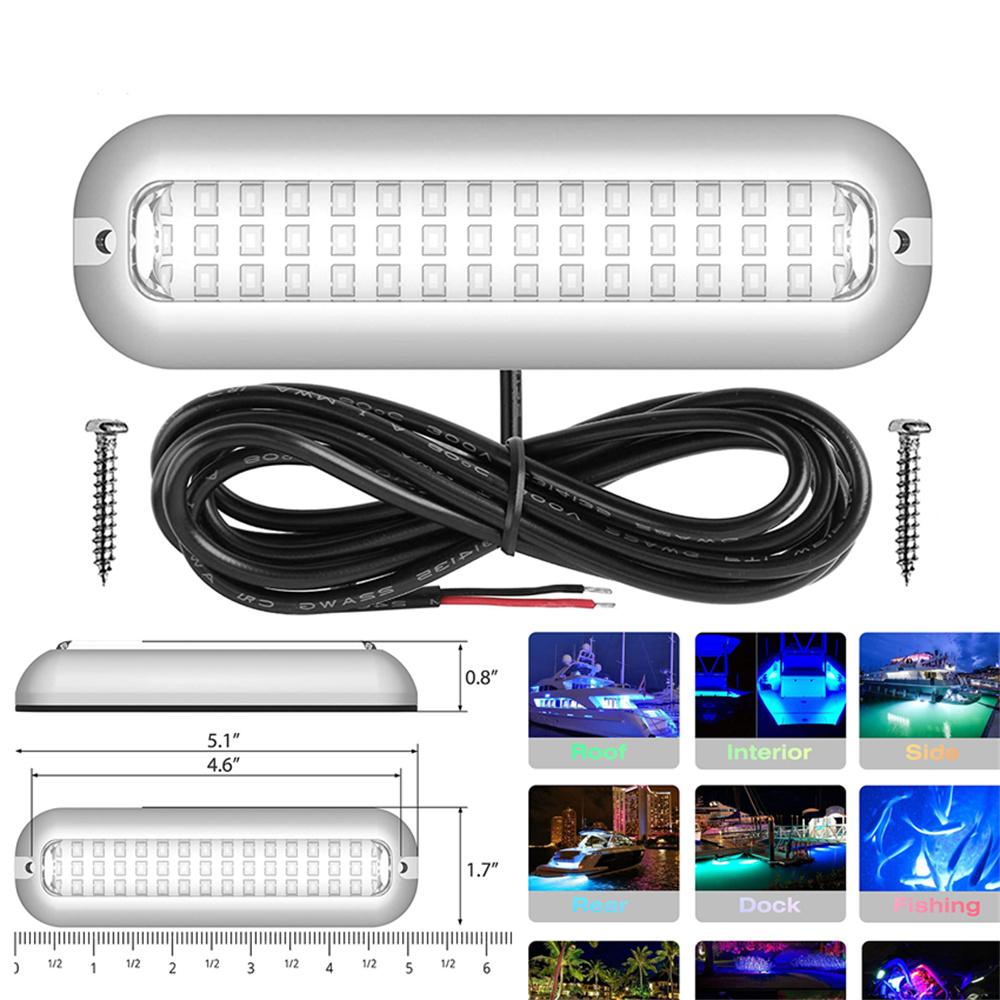 2pcs Bule 42LED Marine Boat Transom Light Stainless Steel Underwater Lamp 2000LM