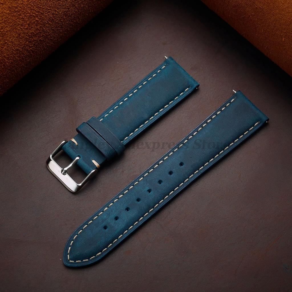 Leather Watch Strap 14mm 16mm 18mm 20mm 22mm 24mm for Samsung Galaxy Watch7/6/5/4 Vintage Brown Quick Release Universal Bracelet