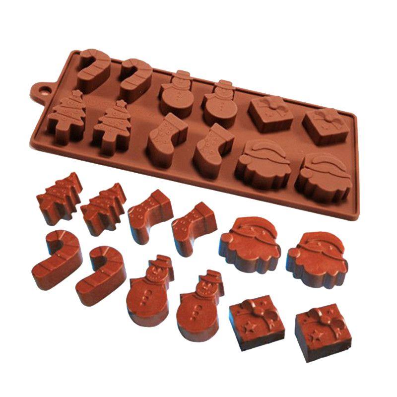 Рождественская силиконовая форма для шоколада Санта с дизайнами оленя, Санты и снеговика