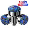 6 Ports USB Car Charger 4 USB+2 PD Fast Charging PD QC3.0 USB C Car Phone Charger Type C Adapter For iPhone Samsung Huawei With Voltage Display