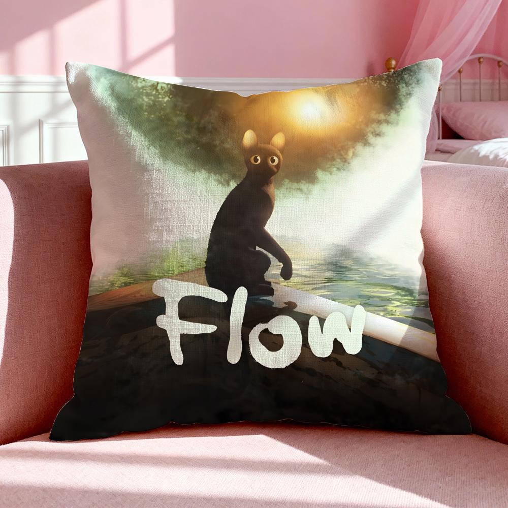 Полоса F-Flow Подушка-чехол Дышащая Льняная Наволочка Летняя Без Запаха Экологически чистая Невидимая Молния Стирка