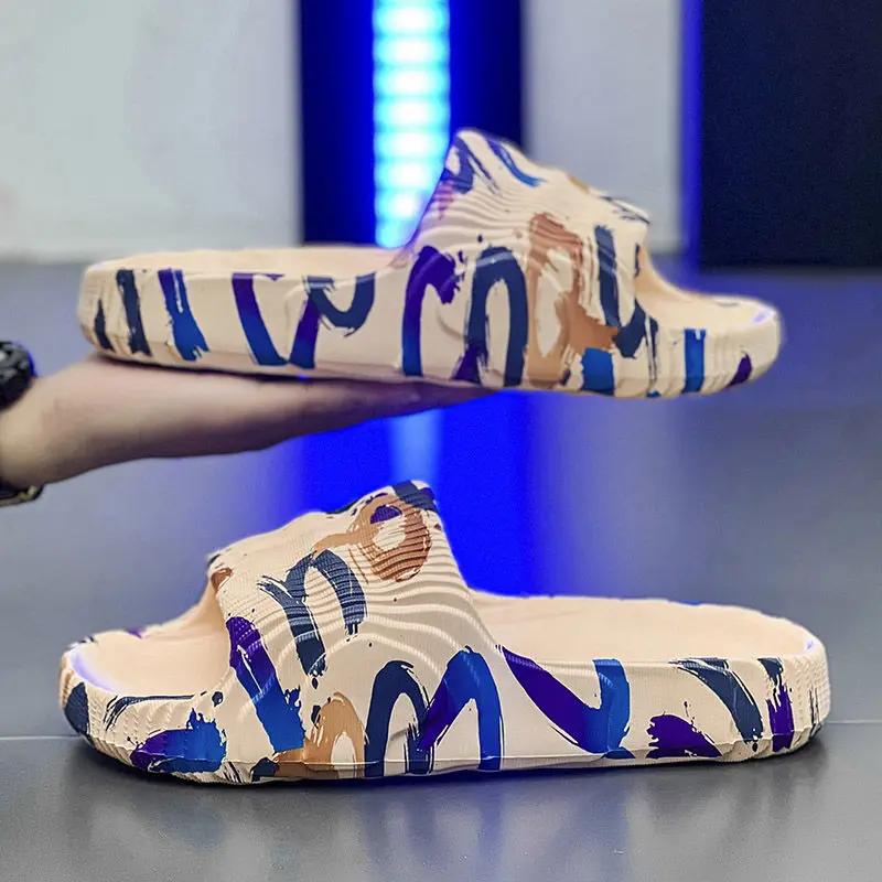 Fashion Male Slipper Eva Beach Shiatsu Bathroom Flat Indoor Men's Shoe Slides Walk Around Home House Clappers 2025 Style Summer Sale Fun