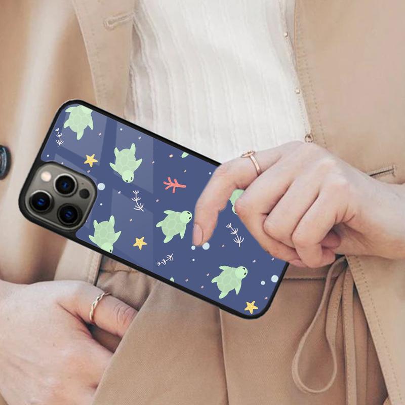 Милые Черепашки Рисованный Магнитный Чехол Для Телефона ДЛЯ APPLE iPhone 17 Air 16 14 13 12 Pro Max 15 Plus Беспроводная Зарядка С Чехлом MagSafe