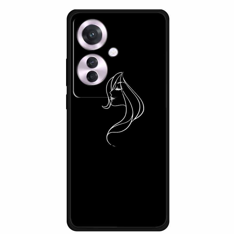 Черный мягкий чехол из ТПУ для Reno 11F F25 Pro 5G, простой дизайн с линиями