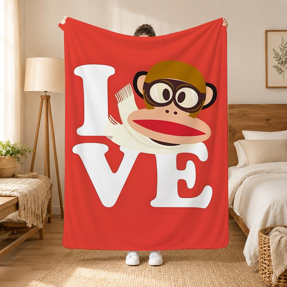 Julius the Monkey Character Throw 240g flannel blanket, suitable for sofas, beds, offices,  exquisite gift blankets