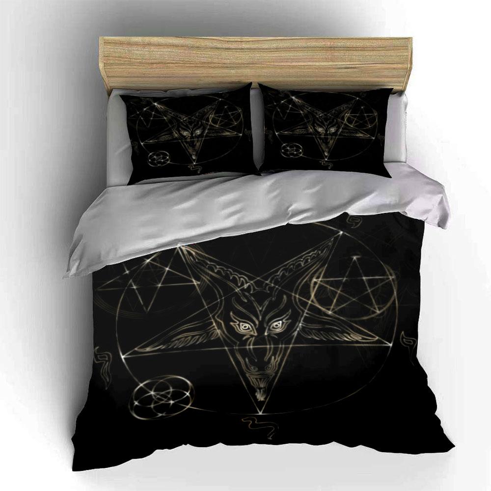 Goat head, pentagram, geometric shapes. Bedding sets Duvet cover sets Duvet covers Pillowcases(1*Duvet Cover 2*Pillowcases without duvet insert)