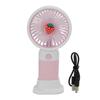 Handheld Fan Cartoon Strawberry Look USB Charging Portable Rechargeable Fan Portable with Lanyard Fo
