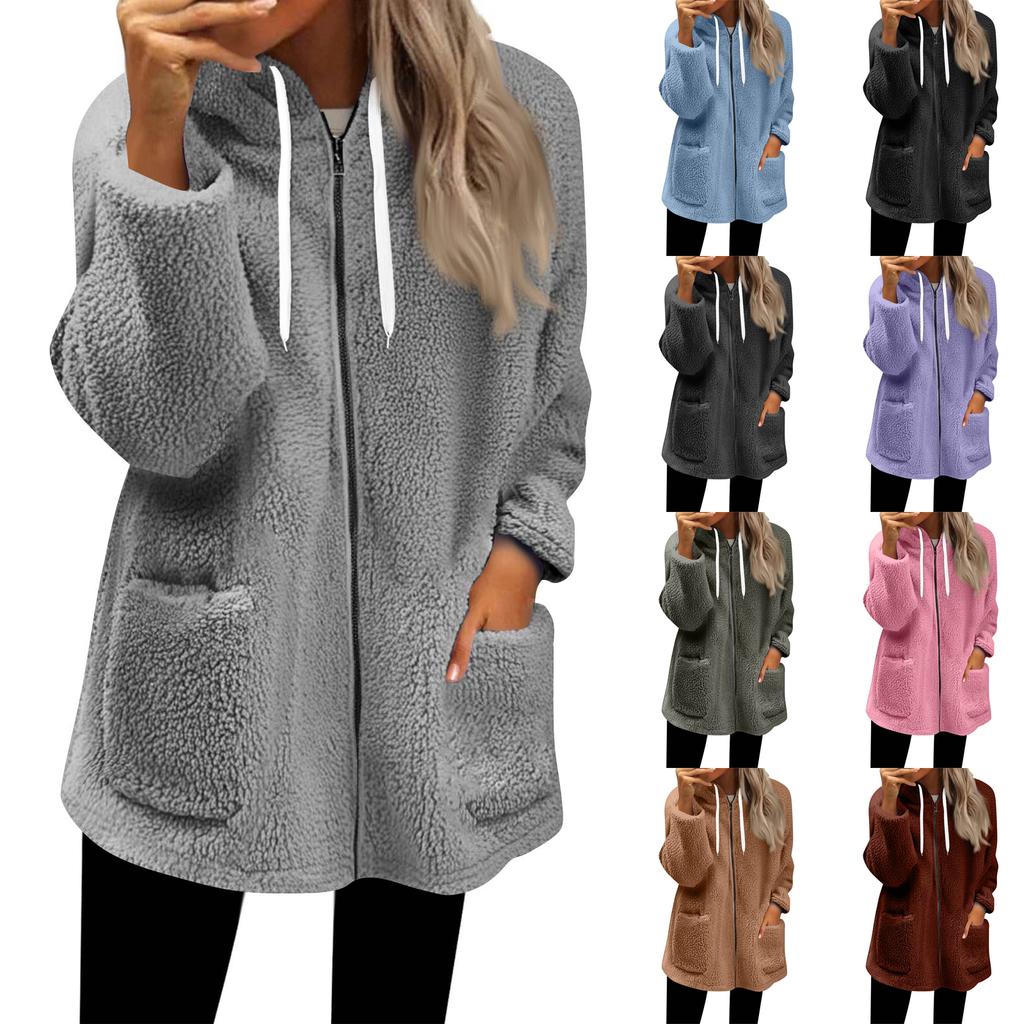 Women's Zip Up Hoodies Oversized Fleece Long Pullover Hooded Sweatshirts Casual Long Sleeve Fall Hoodie Jacket