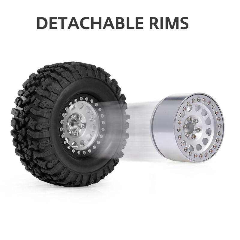 1 комплект/2 шт. Диски для колес RC-краулера Beadlock Резиновые шины для колес Подшипник повышенной прочности и сцепление Запасная часть для 1:10 радиоуправляемых моделей TRX4