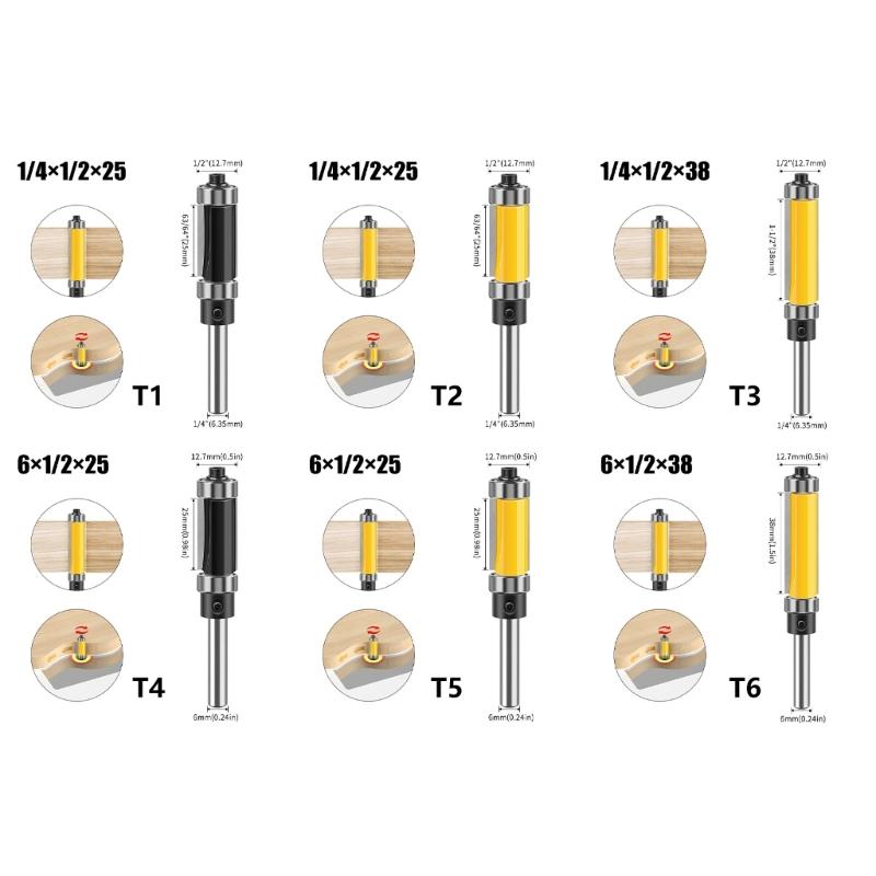 652F Precise Trimming Router Bit Double Bearing System Steel Blade Powder Coated Surfaces for Trimming Laminate Countertops