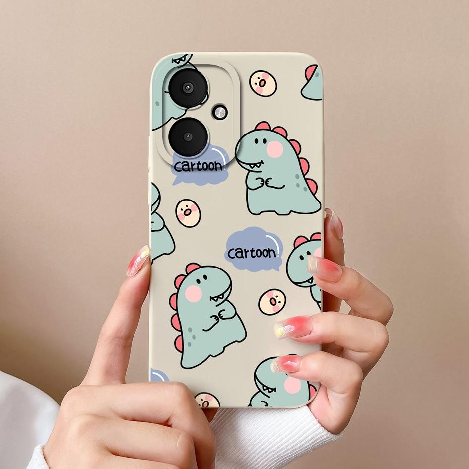 Lovely Dinosaur Cartoon Pattern Bumper For Xiaomi Poco M6 Pro 4G 5G X6 F6 F5 F 6 F 5 Phone Case Camera Protection Matte Silicone Back Cover For Xiaomi