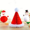 5pcs Christmas Hat Honeycomb Paper Pendant Xmas Tree Hanging Ornament Merry Christmas Decor Paper Happy New Year Festive Red