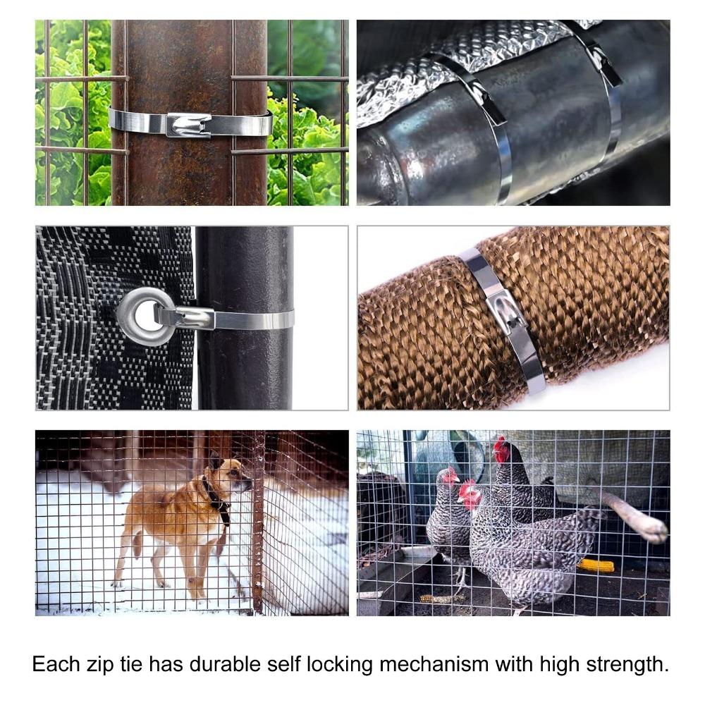 200 Pcs Self Locking Cable Tie Stainless Steel Self Locking Cable Tie Zip Tie Exhaust Wrap