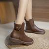 Shoes for Women Fashion Winter Women's Boots Solid Color Round Toe Zipper One Word Buckle Low-heeled Zapatillas De Mujer