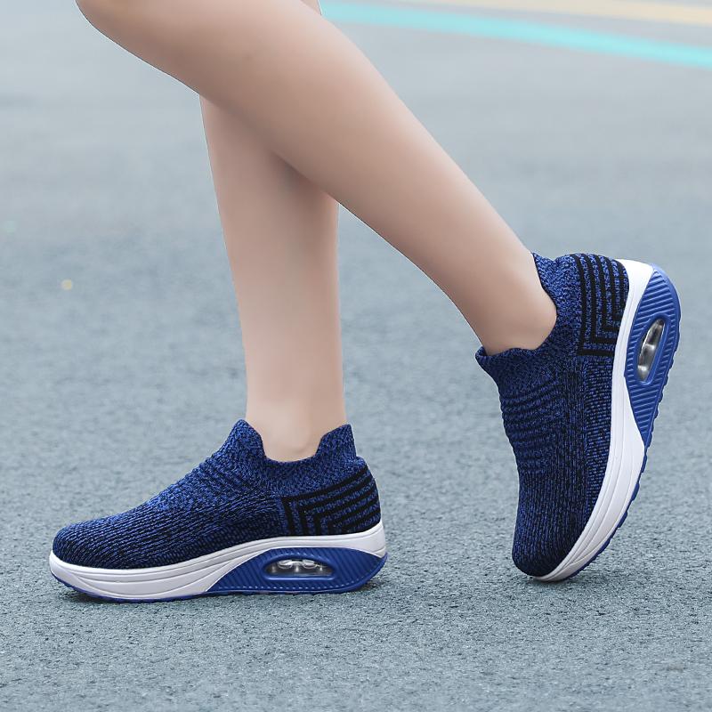 Women's Lace-up Breathable Mesh Platform Rocker Shoes Casual Sports Shoes