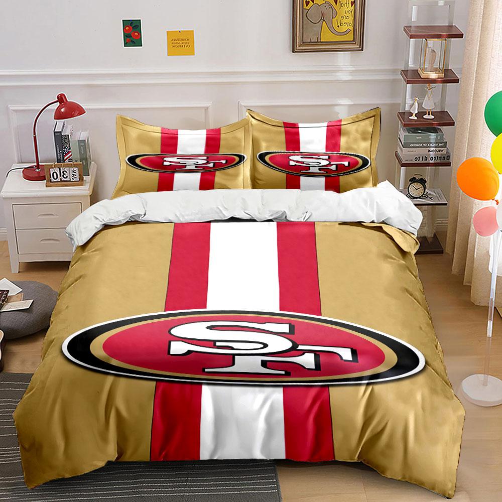 "Red and Gold Oval Logo with SF Letters" Print Bedding Set Duvet Cover Pillowcases (1* Duvet Cover 2* Pillowcases Do Not Include Comforter)
