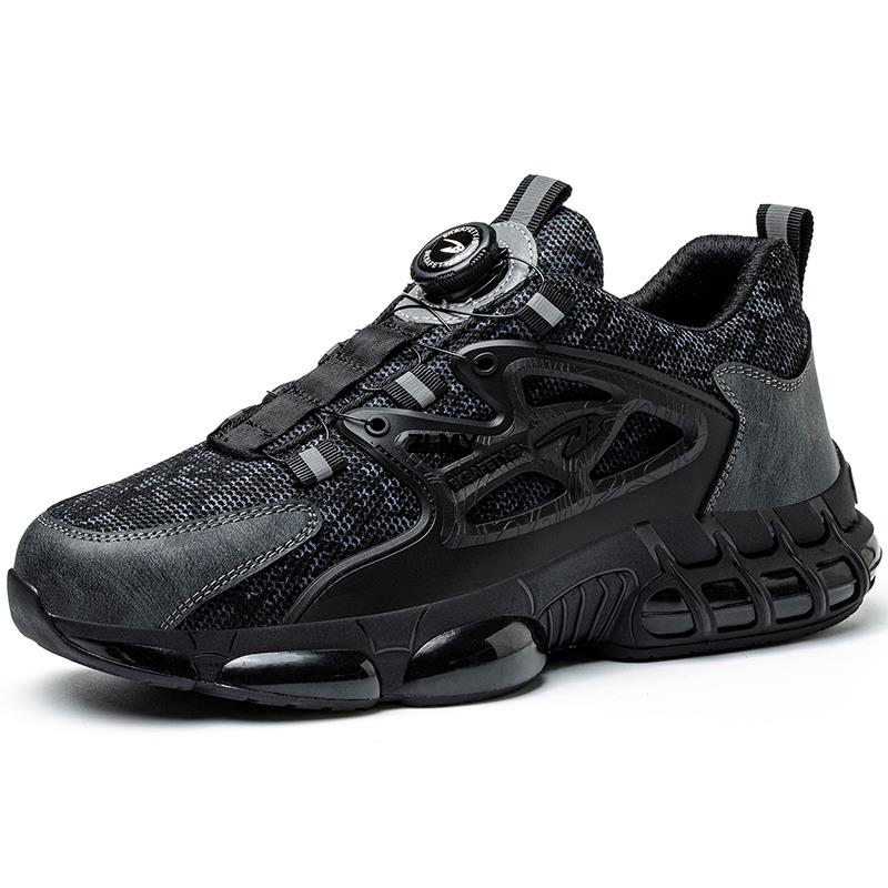 Fashion ZLMY Anti-slip Safety Shoes Men Steel Toe Sneaker Puncture Proof Rotary Button Safety Work Boots Man Sport Work Shoes Anti-smash