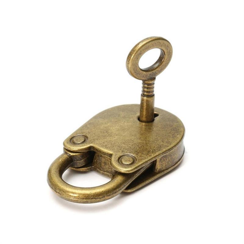 Metal Old Vintage Style Mini Padlock Small Luggage Box Key Lock Copper Color Lot Of 3 Home Usage Hardware Decoration