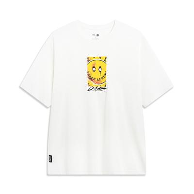 Футболка унисекс с коротким рукавом Li Ning X Og Slick Skateboard Series с принтом, впитывающая пот, свободная, цвет белый AHST481-5