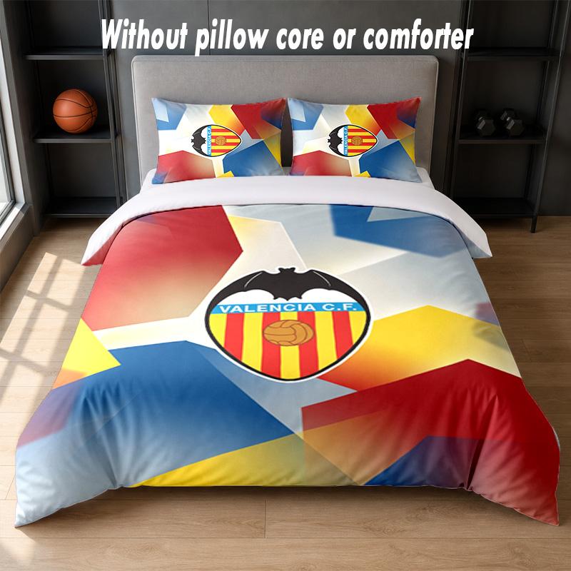 Valencia FC Design Bed Bedding Set 1 Duvet Cover + 2 Pillowcases Soft Breathable Household Bed Linens