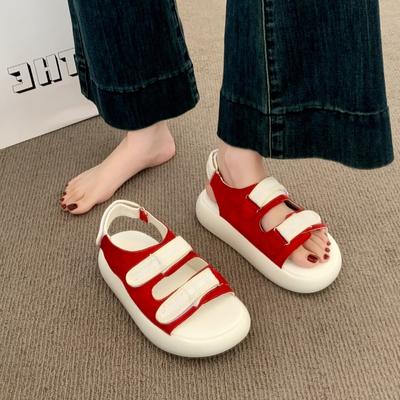 Летние новые повседневные спортивные сандалии на липучке, легкая толстая подошва, ремешок на одно слово, модная обувь, женская обувь