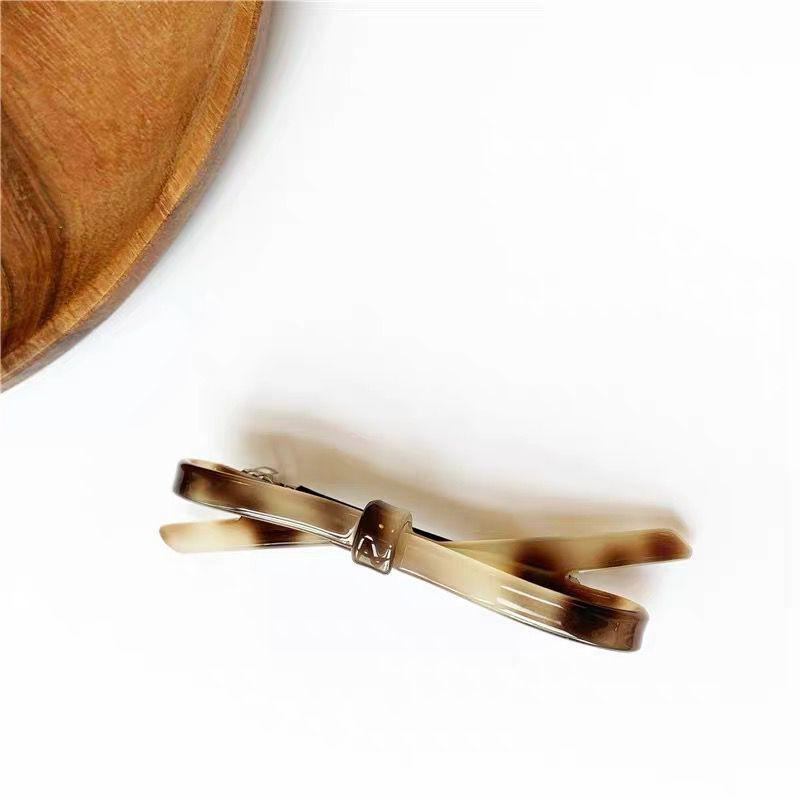 Korean Acetate Bow Hair Clip - Celebrity-Style Hairpin for Bangs & Back of Head