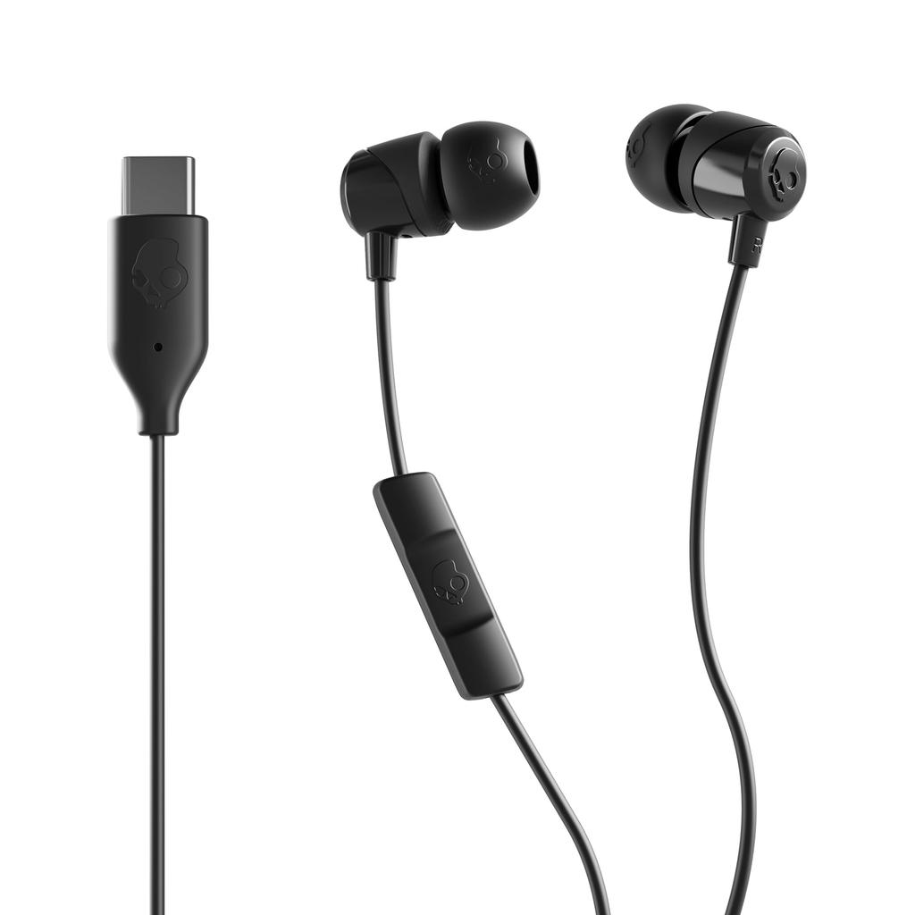 Официальный магазин Skullcandy Наушники Jib USB-C, проводные, внутриканальные, с микрофоном, для звонков, выбора песен и оригинальной наклейкой (Насыщенный черный)