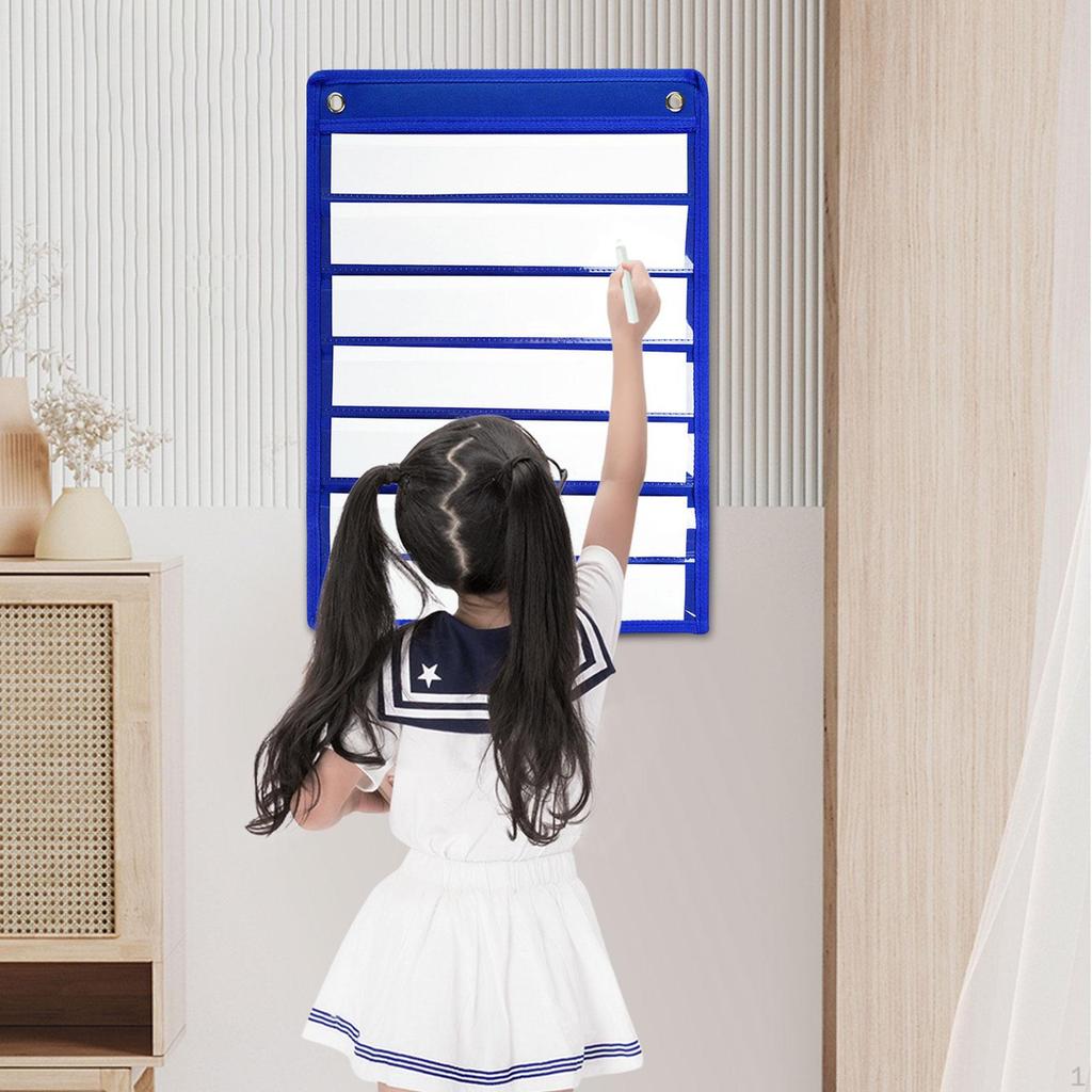 Classroom Pocket Chart 7 Rows Learning Tool Accessory for Home Letter Cards School