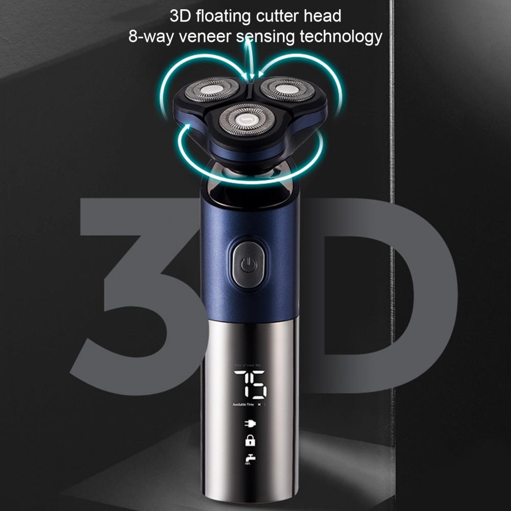 Водостойкая электрическая бритва 4 в 1, мужская бритва с 3 лезвиями, многофункциональная машинка для стрижки с ЖК-дисплеем IPX7, влажная и сухая стрижка волос в ушах, в носу