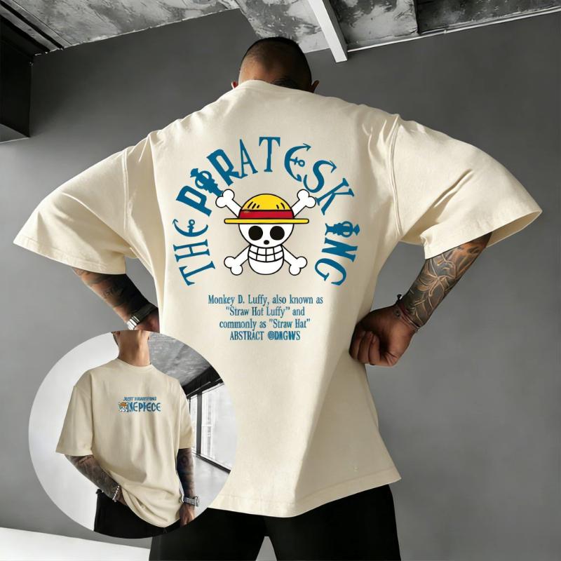 Футболка с принтом Аниме One Piece Король Пиратов Мужская Женская Хлопковая С Коротким Рукавом Уличная Повседневная Одежда Топы С Манга Графикой 2026 Лето Y2k