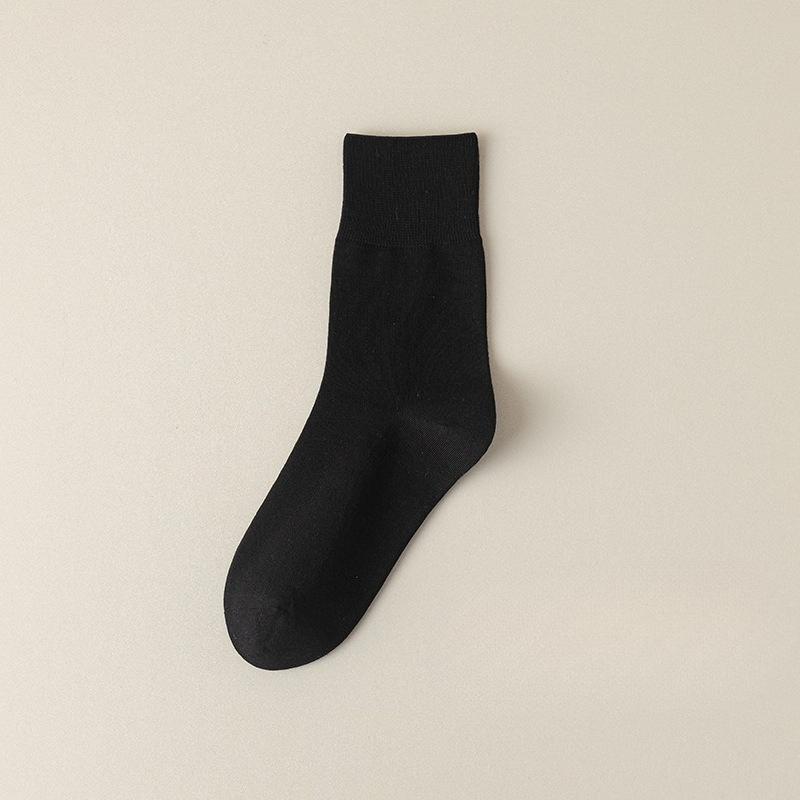 Female Spring and Autumn Pure Cotton Loose Mouth Boneless Anti Pilling Moon Tube Socks