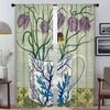 Vintage Flower Shades Kitchen Curtains for Living Room Curtain Halloween Decoration Home Interior Curtains 2 Pieces Partition